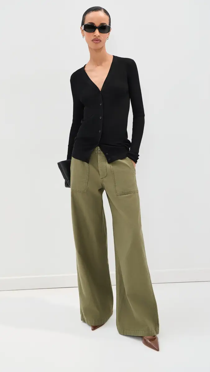 Tibi Feather Weight Ribbed V Neck Slim Cardigan | Thumbnail 5 Tibi Feather Weight Ribbed V Neck Slim Cardigan | Thumbnail 5