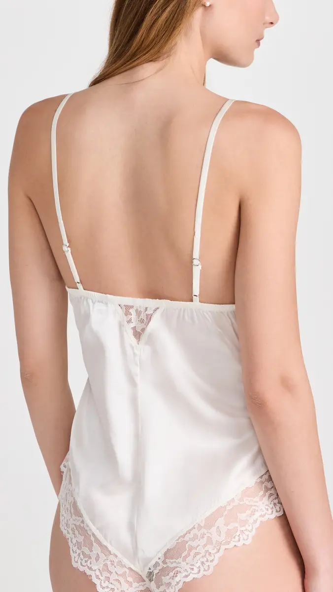 Fleur du Mal Venus Lace Trim Silk Thong Teddy | Thumbnail 3 Fleur du Mal Venus Lace Trim Silk Thong Teddy | Thumbnail 3
