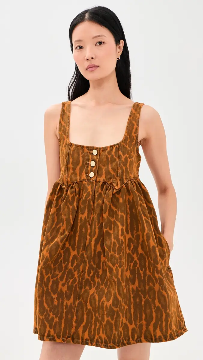Ganni Print Denim Babydoll Mini Dress | Thumbnail 3 Ganni Print Denim Babydoll Mini Dress | Thumbnail 3