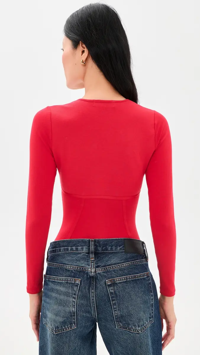 Fleur du Mal Cotton Scoop Neck Thong Bodysuit | Thumbnail 3