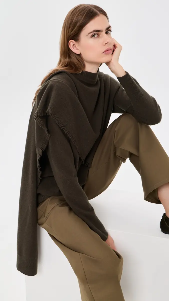 Vince Draped Fringe Scarf Sweater | Thumbnail 2 Vince Draped Fringe Scarf Sweater | Thumbnail 2