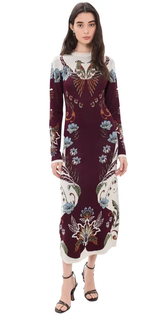 Millena Burgundy Knit Midi Dress