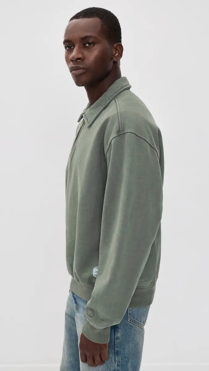 Alpha Industries Washed Essential 1/4 Zip Relaxed Fit Sweatshirt | Thumbnail 4