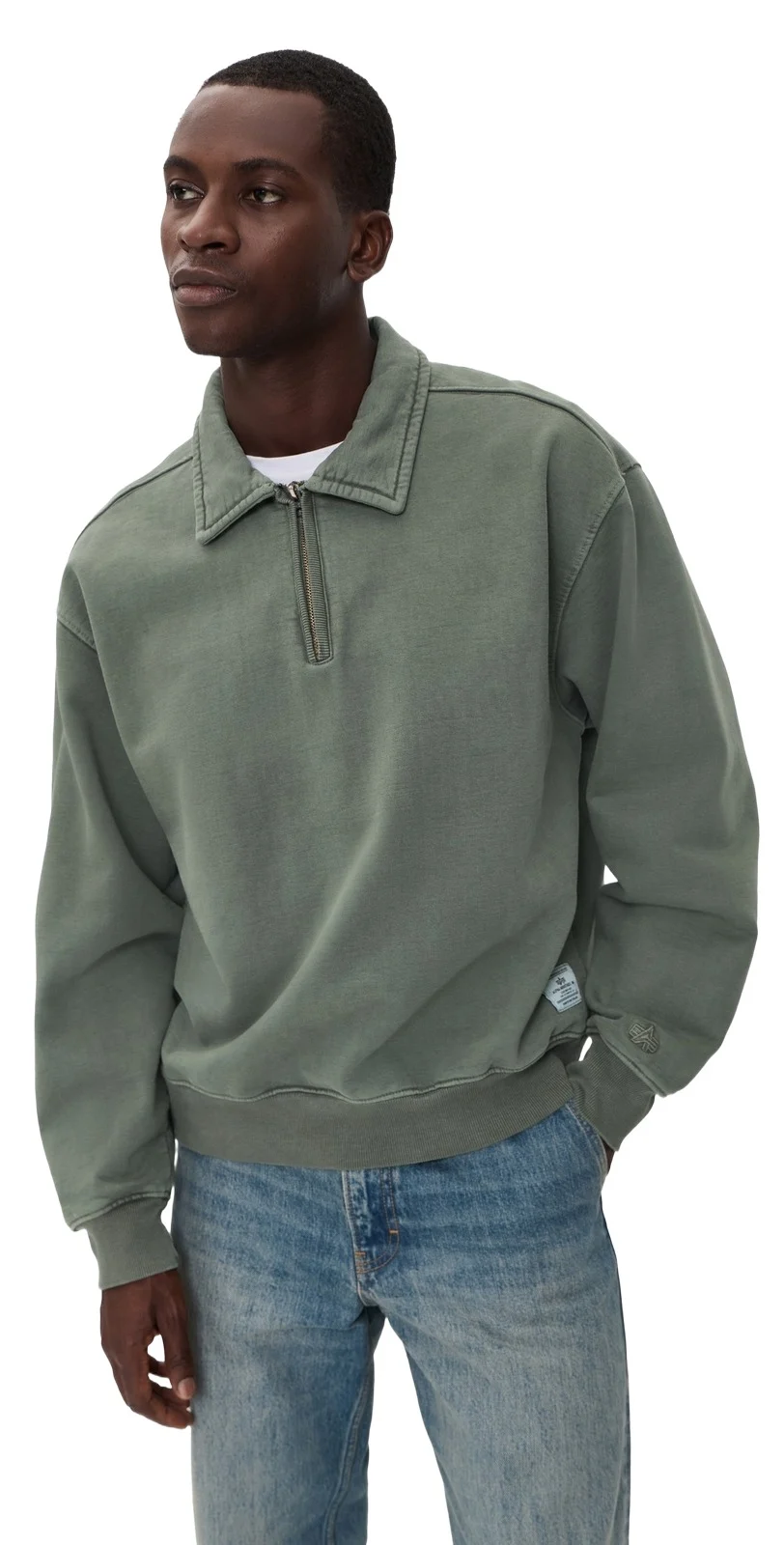 Alpha Industries Washed Essential 1/4 Zip Relaxed Fit Sweatshirt