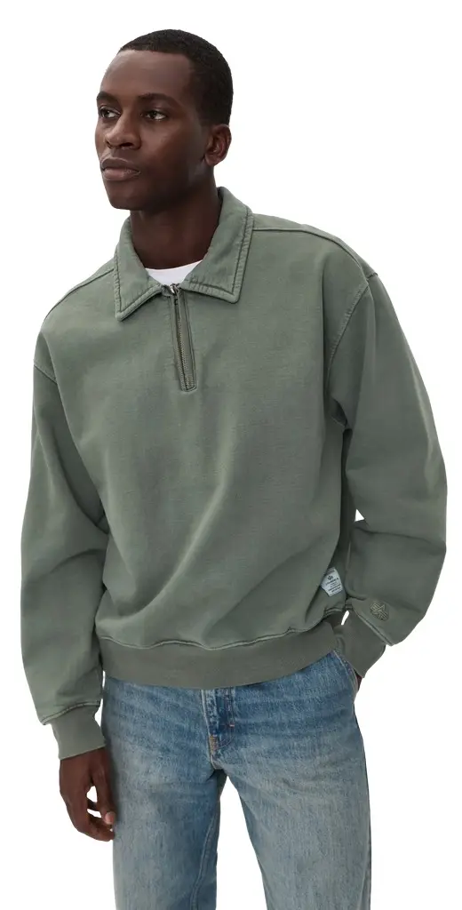 Alpha Industries Washed Essential 1/4 Zip Relaxed Fit Sweatshirt