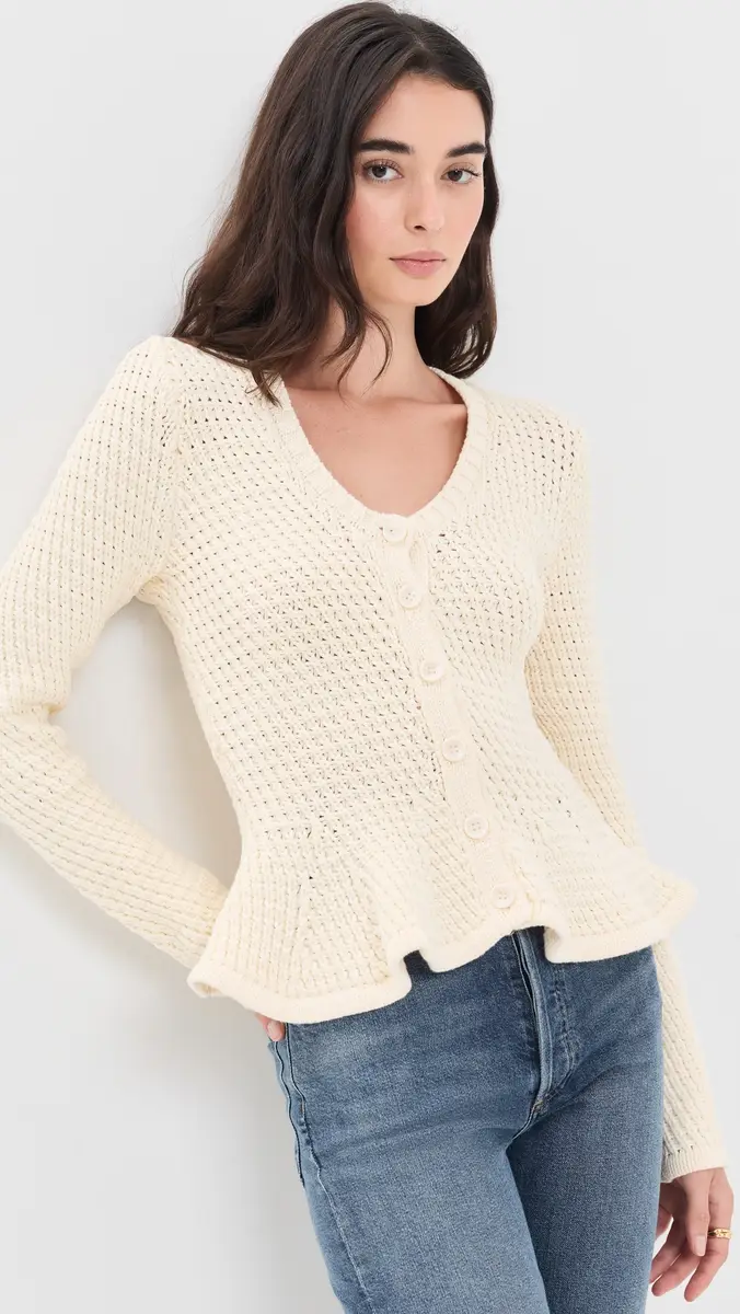 Pistola Elina Peplum Openwork Cardigan | Thumbnail 2 Pistola Elina Peplum Openwork Cardigan | Thumbnail 2