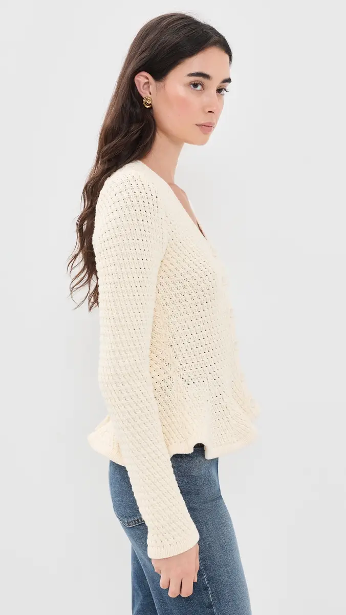 Pistola Elina Peplum Openwork Cardigan | Thumbnail 4 Pistola Elina Peplum Openwork Cardigan | Thumbnail 4