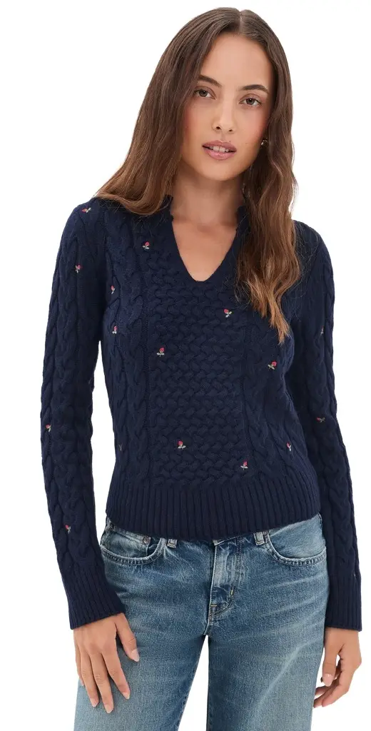 Shana Cable Embroidered Sweater