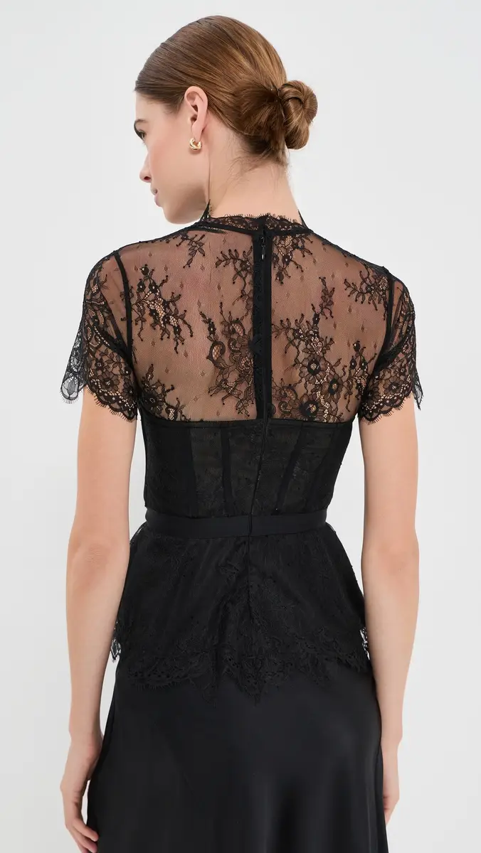 Simkhai Kehlani Lingerie Lace Short Sleeve Bustier Top | Thumbnail 3