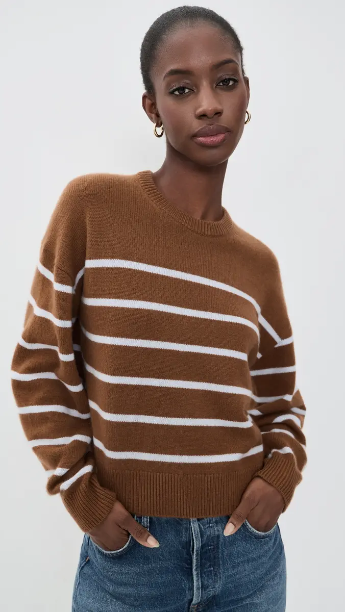 Theory Striped Crewneck Sweater In Cashmere | Thumbnail 2 Theory Striped Crewneck Sweater In Cashmere | Thumbnail 2