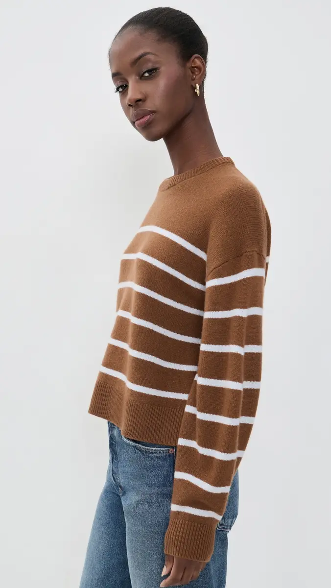Theory Striped Crewneck Sweater In Cashmere | Thumbnail 4 Theory Striped Crewneck Sweater In Cashmere | Thumbnail 4