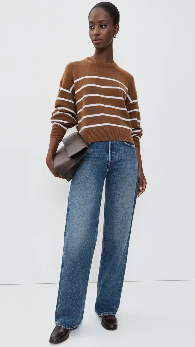 Theory Striped Crewneck Sweater In Cashmere | Thumbnail 5 Theory Striped Crewneck Sweater In Cashmere | Thumbnail 5