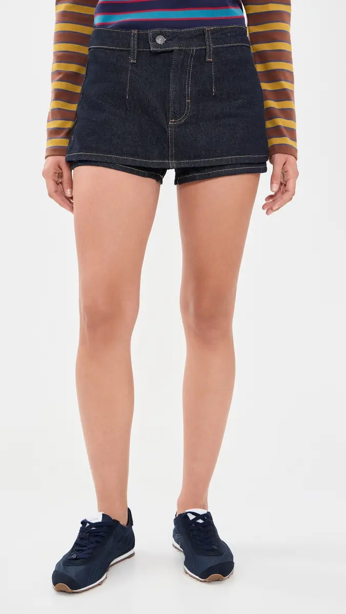 Free People Galivanting Denim Skort | Thumbnail 2