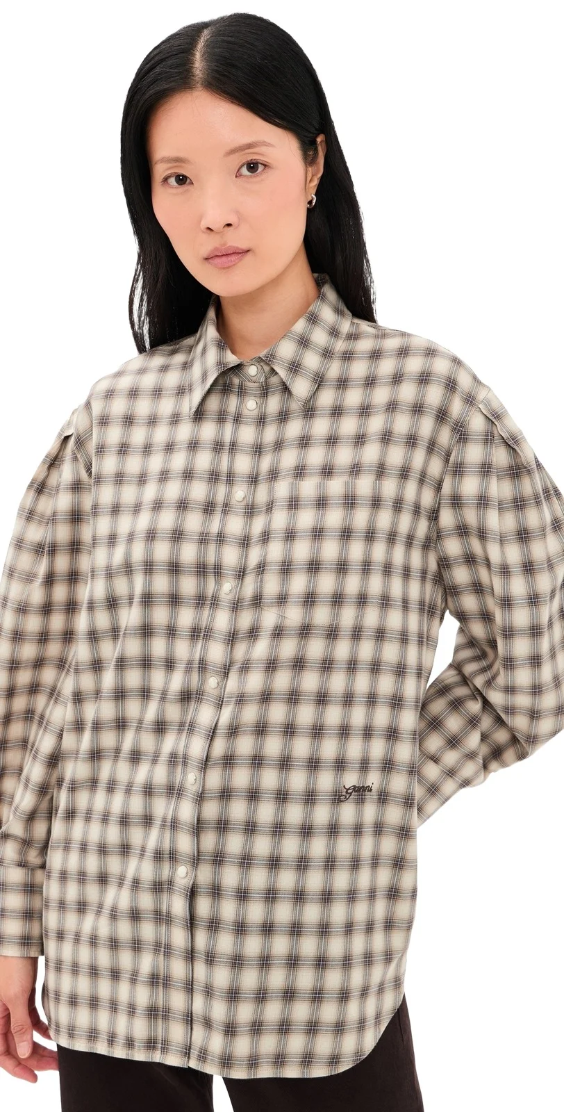 Light Check Flannel Pleated Sleeve Shirt Light Check Flannel Pleated Sleeve Shirt