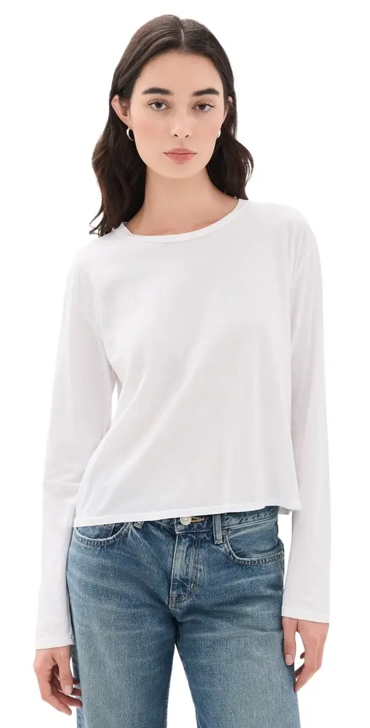 perfectwhitetee Harley Long Sleeve Boxy Crew Tee