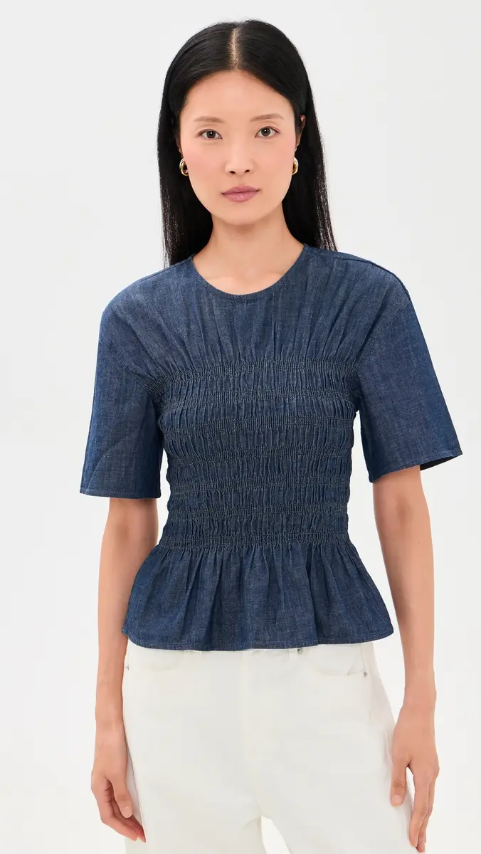 Madewell Denim Smocked Top | Thumbnail 2