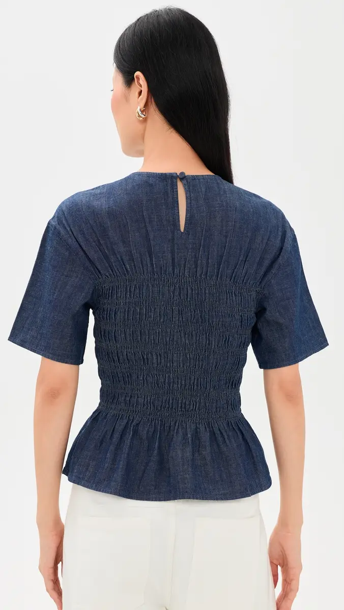 Madewell Denim Smocked Top | Thumbnail 3