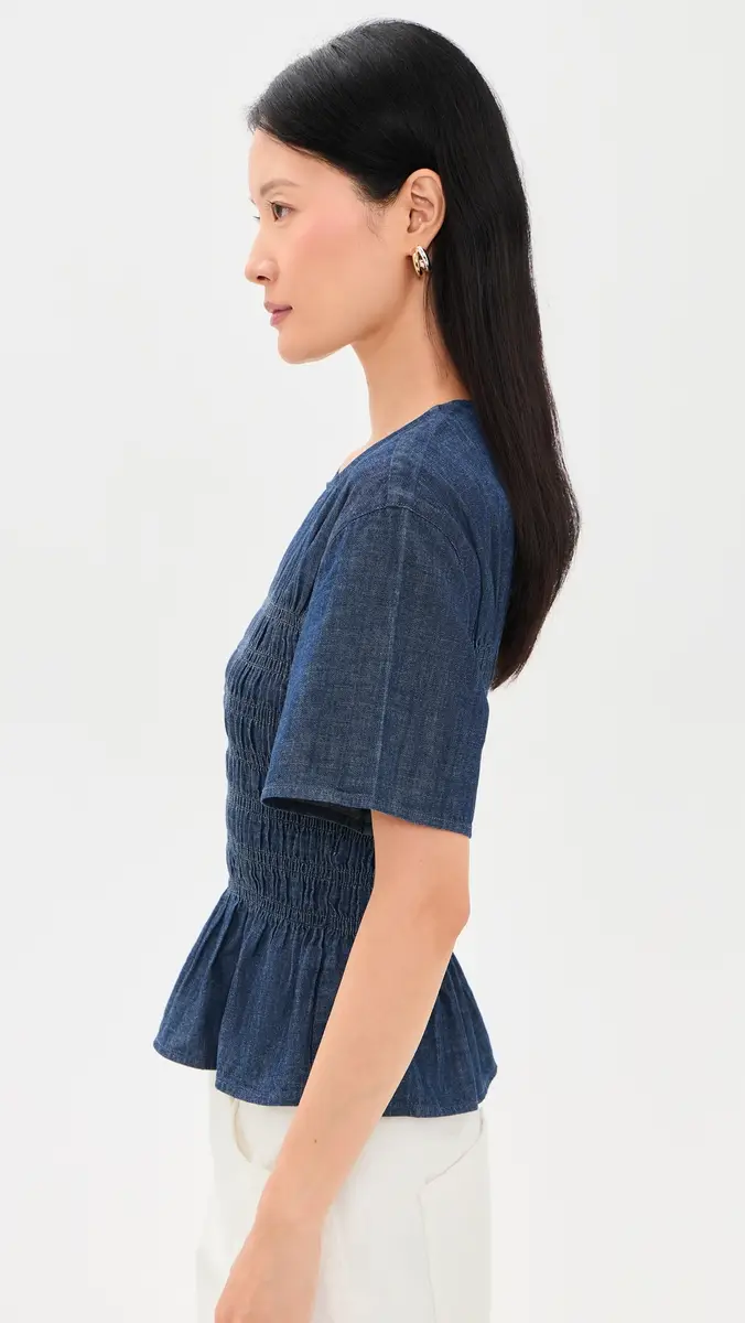 Madewell Denim Smocked Top | Thumbnail 4