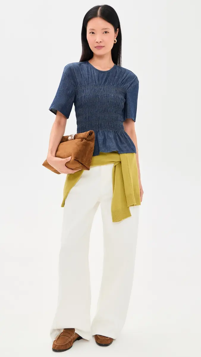 Madewell Denim Smocked Top | Thumbnail 5