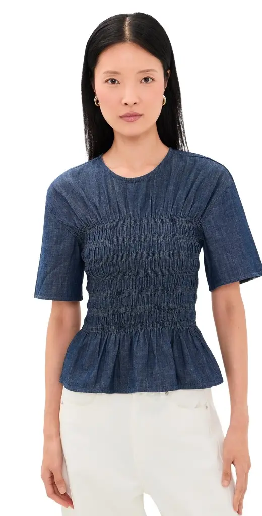 Madewell Denim Smocked Top