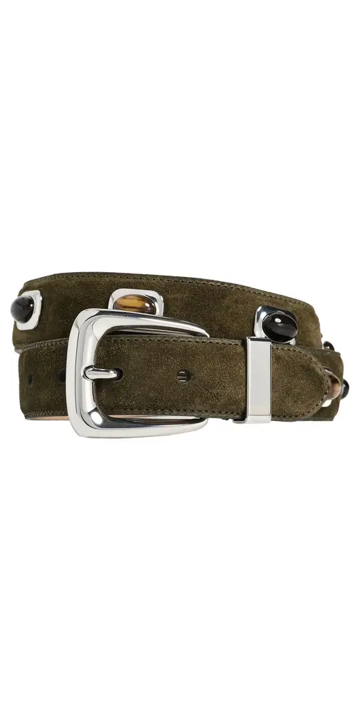 Stone Embellished Suede Arch Belt