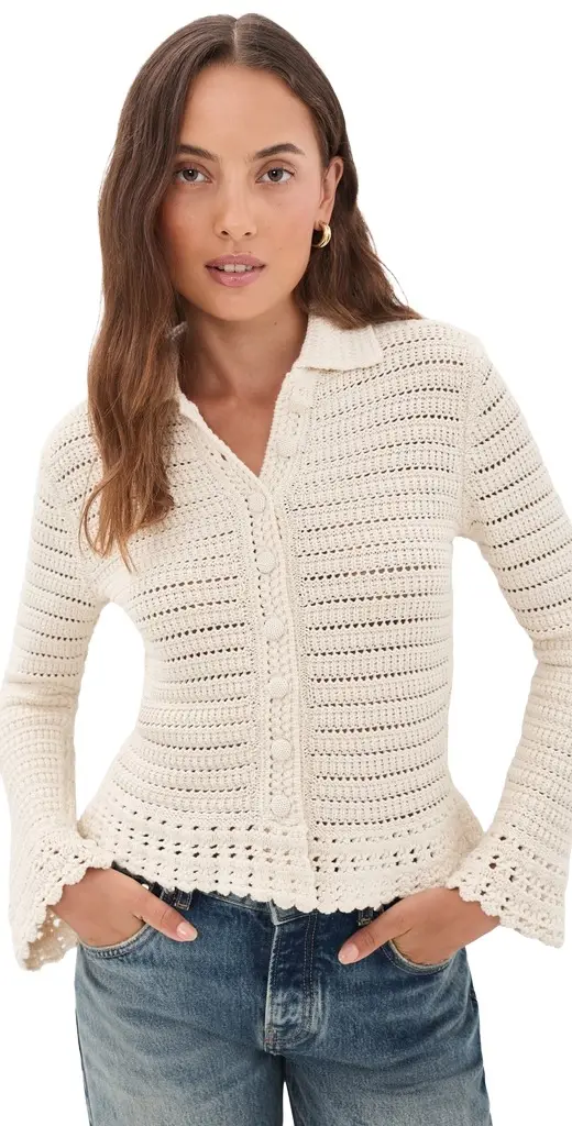 Madewell Pointelle Knit Peplum Cardigan