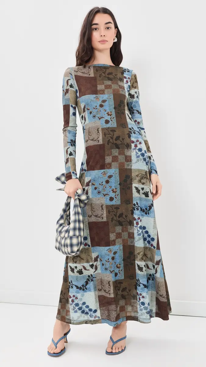 Another Girl Patchwork Print Mesh Maxi Dress | Thumbnail 5 Another Girl Patchwork Print Mesh Maxi Dress | Thumbnail 5