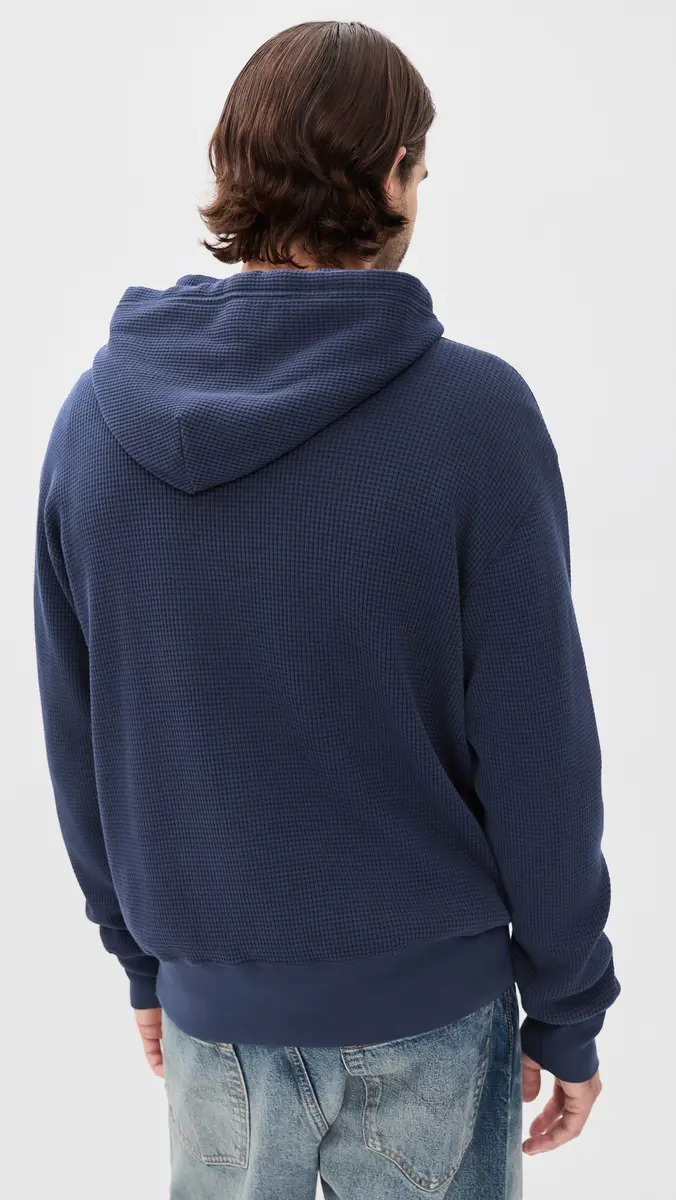 Save Khaki Long Sleeve Waffle Hoodie | Thumbnail 3 Save Khaki Long Sleeve Waffle Hoodie | Thumbnail 3