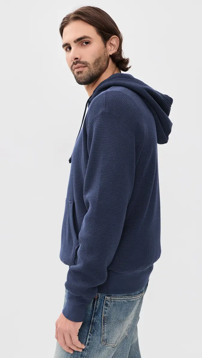 Save Khaki Long Sleeve Waffle Hoodie | Thumbnail 4 Save Khaki Long Sleeve Waffle Hoodie | Thumbnail 4
