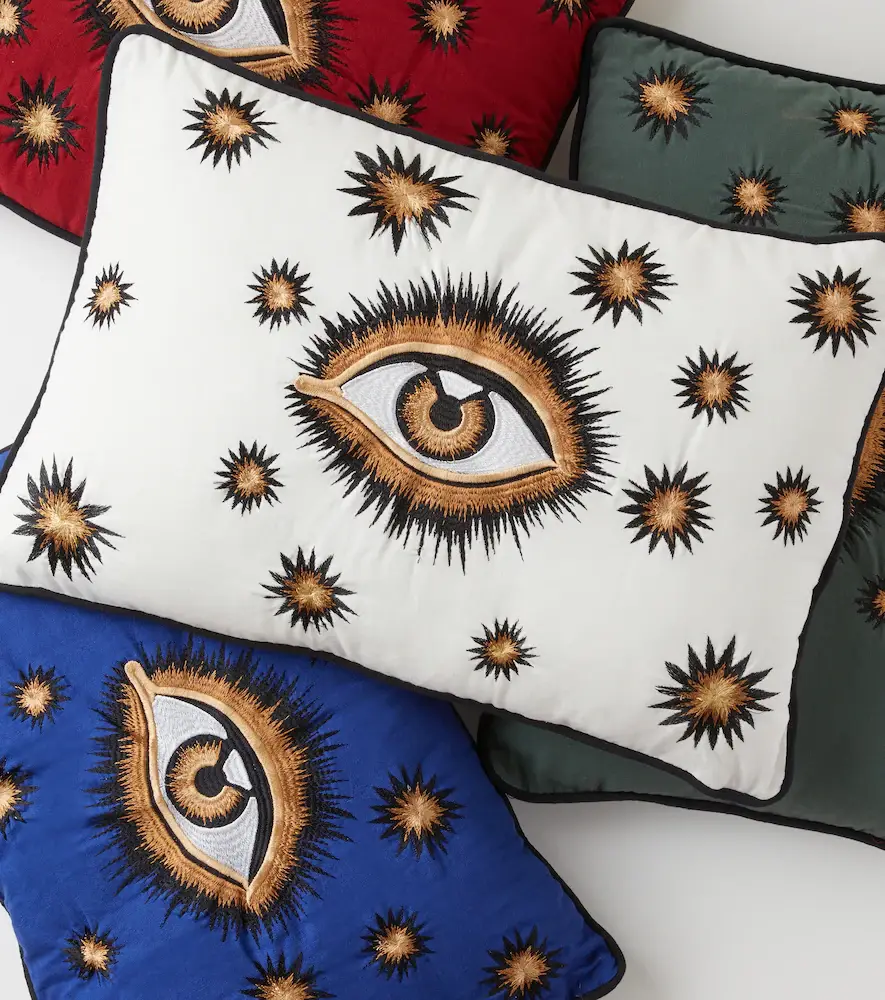 LES OTTOMANS Eye embroidered cotton cushion | Thumbnail 5