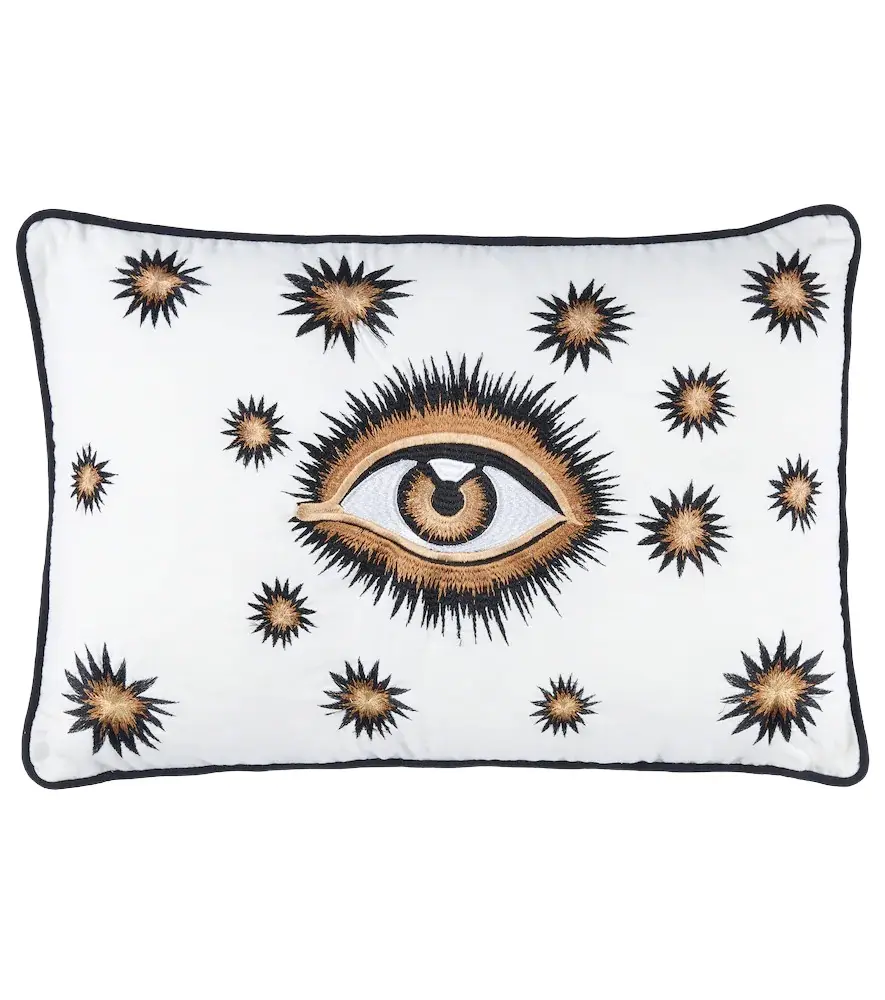 LES OTTOMANS Eye embroidered cotton cushion