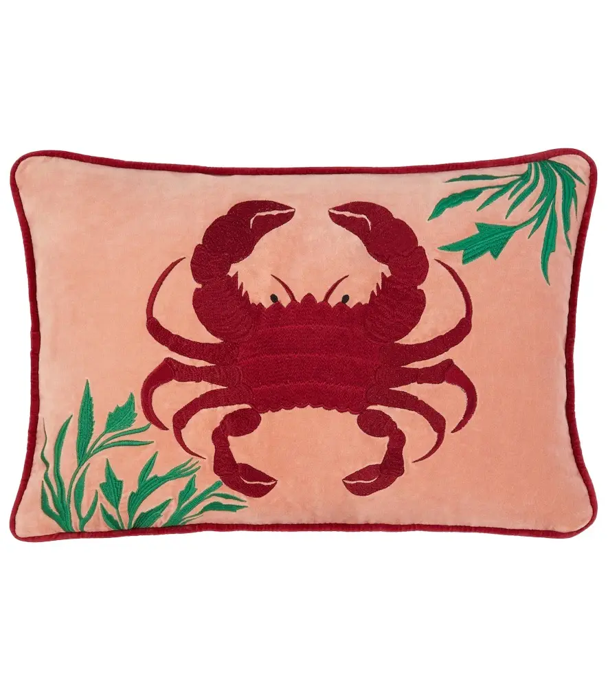 LES OTTOMANS Crab embroidered velvet cushion