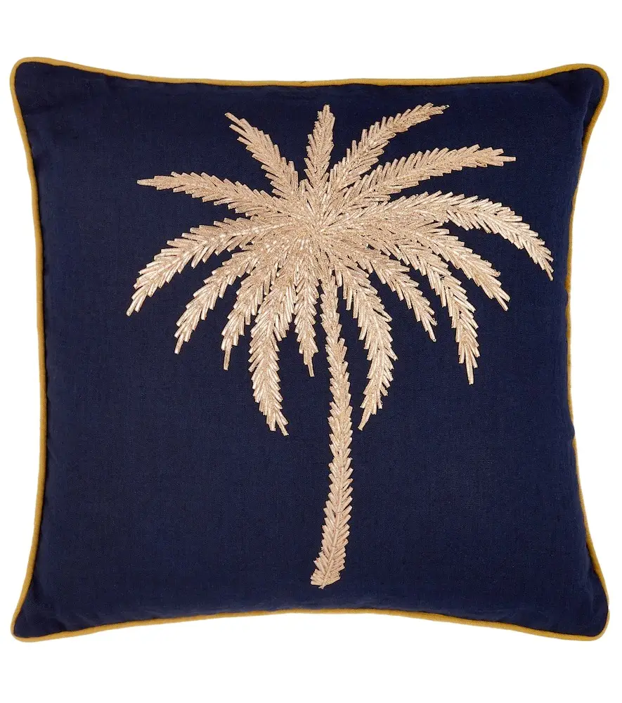 LES OTTOMANS Embroidered cotton canvas cushion