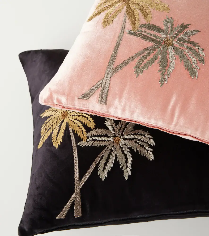 LES OTTOMANS Palms embroidered velvet cushion | Thumbnail 5