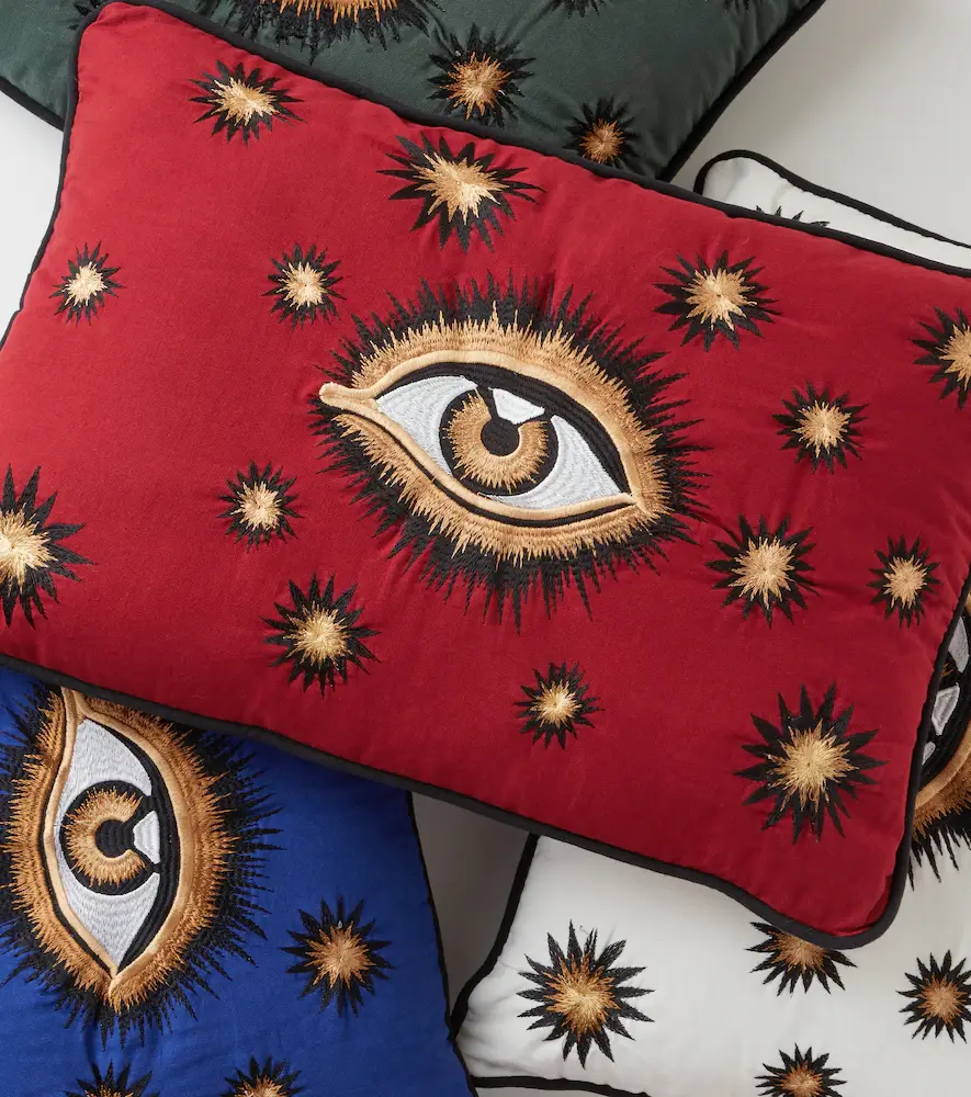 LES OTTOMANS Eye embroidered cotton cushion | Thumbnail 2