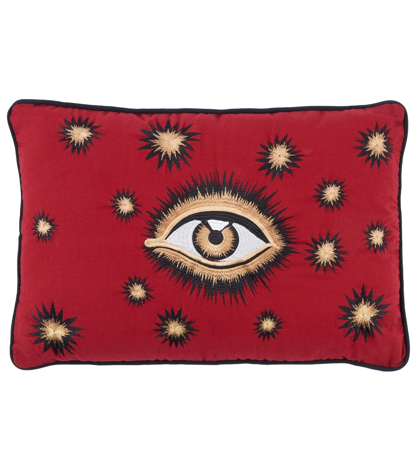 LES OTTOMANS Eye embroidered cotton cushion