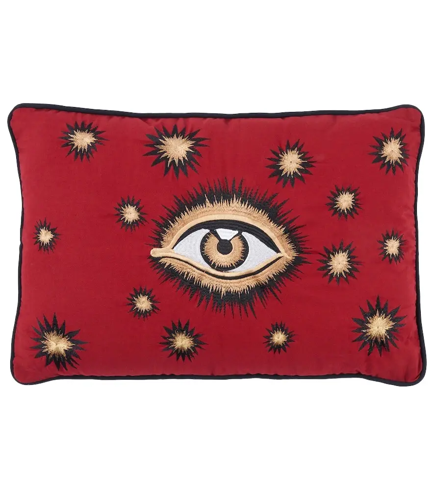 LES OTTOMANS Eye embroidered cotton cushion