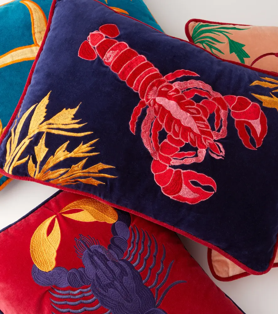 LES OTTOMANS Rock lobster embroidered cushion | Thumbnail 2