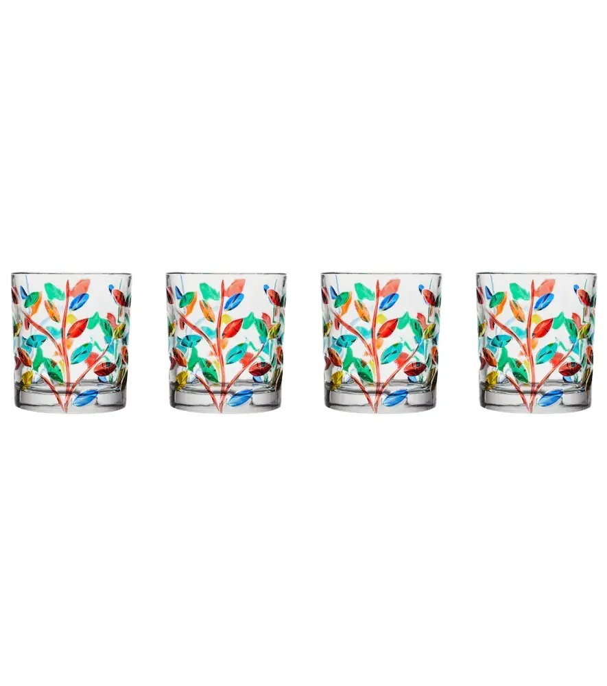 LES OTTOMANS Floral set of 4 crystal tumblers