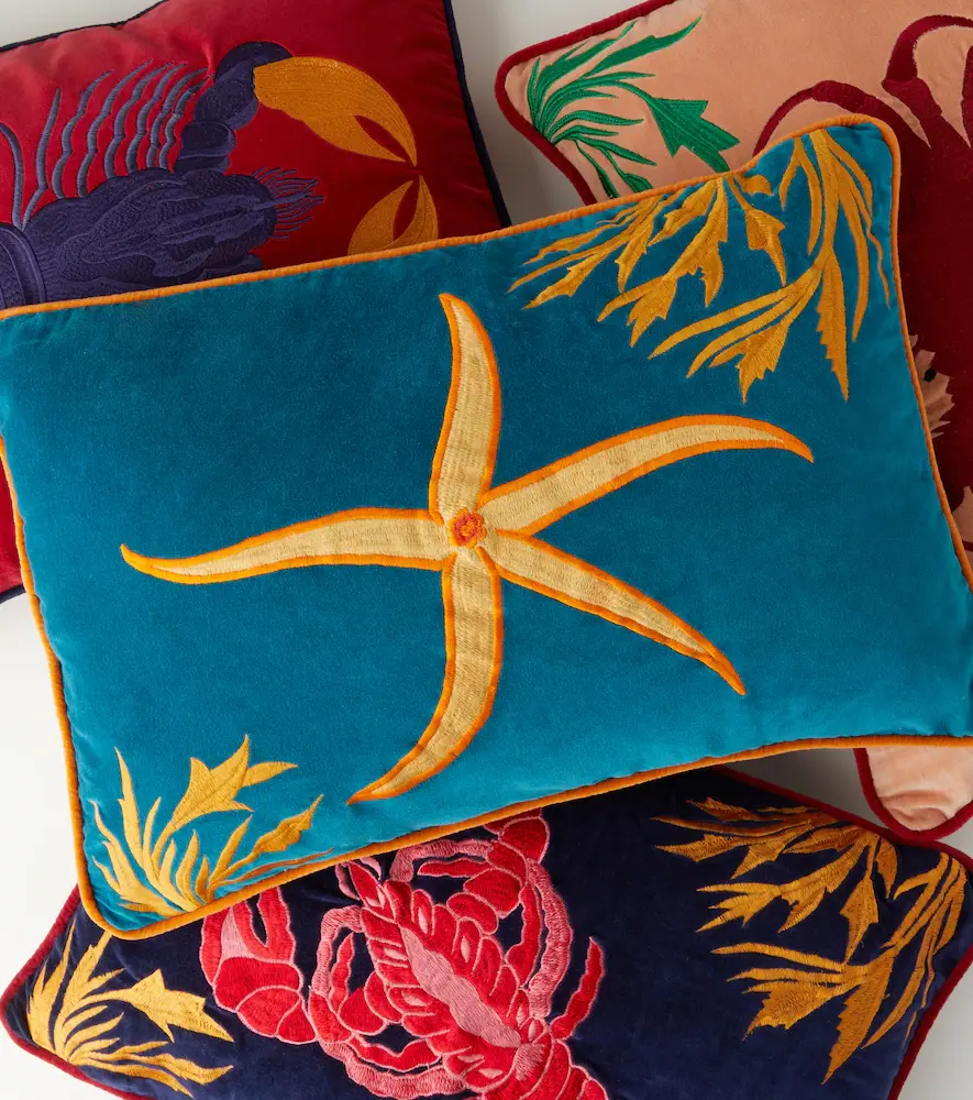LES OTTOMANS Starfish embroidered cushion | Thumbnail 2