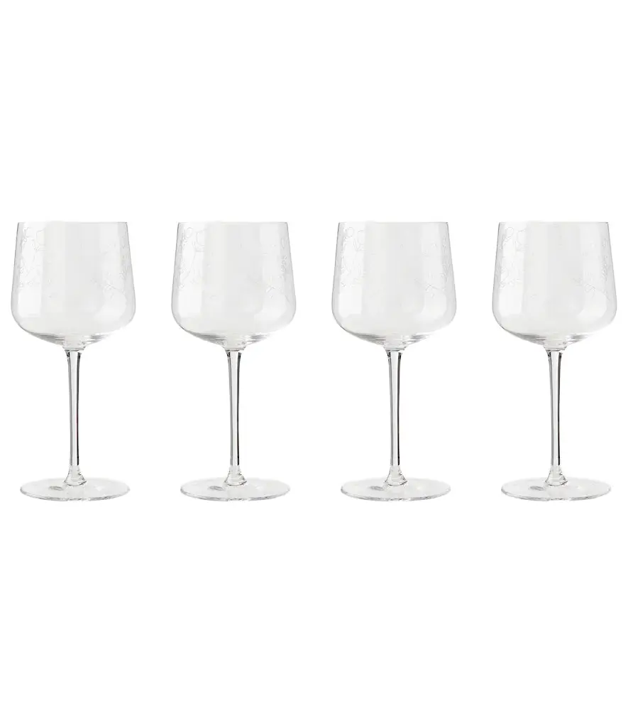 Midnight Flowers Mirtillo Tea set of 4 wine glasses by Marni