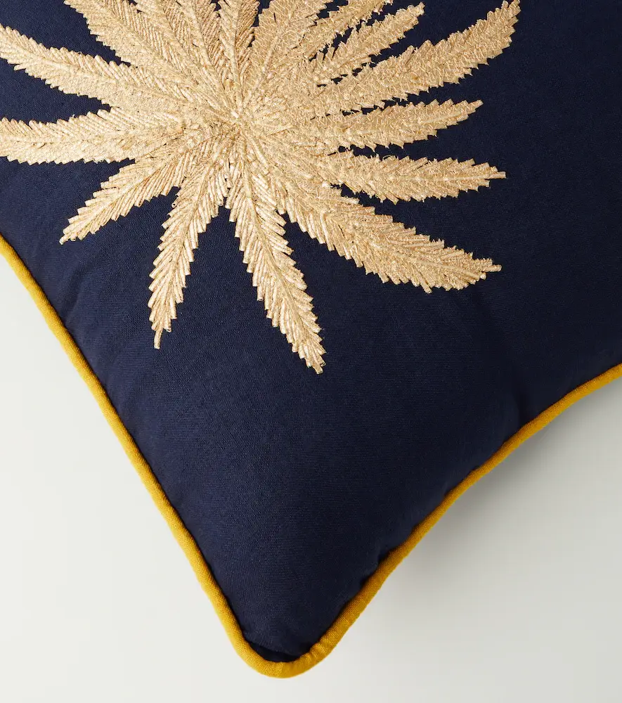 LES OTTOMANS Tropical embroidered linen cushion | Thumbnail 2