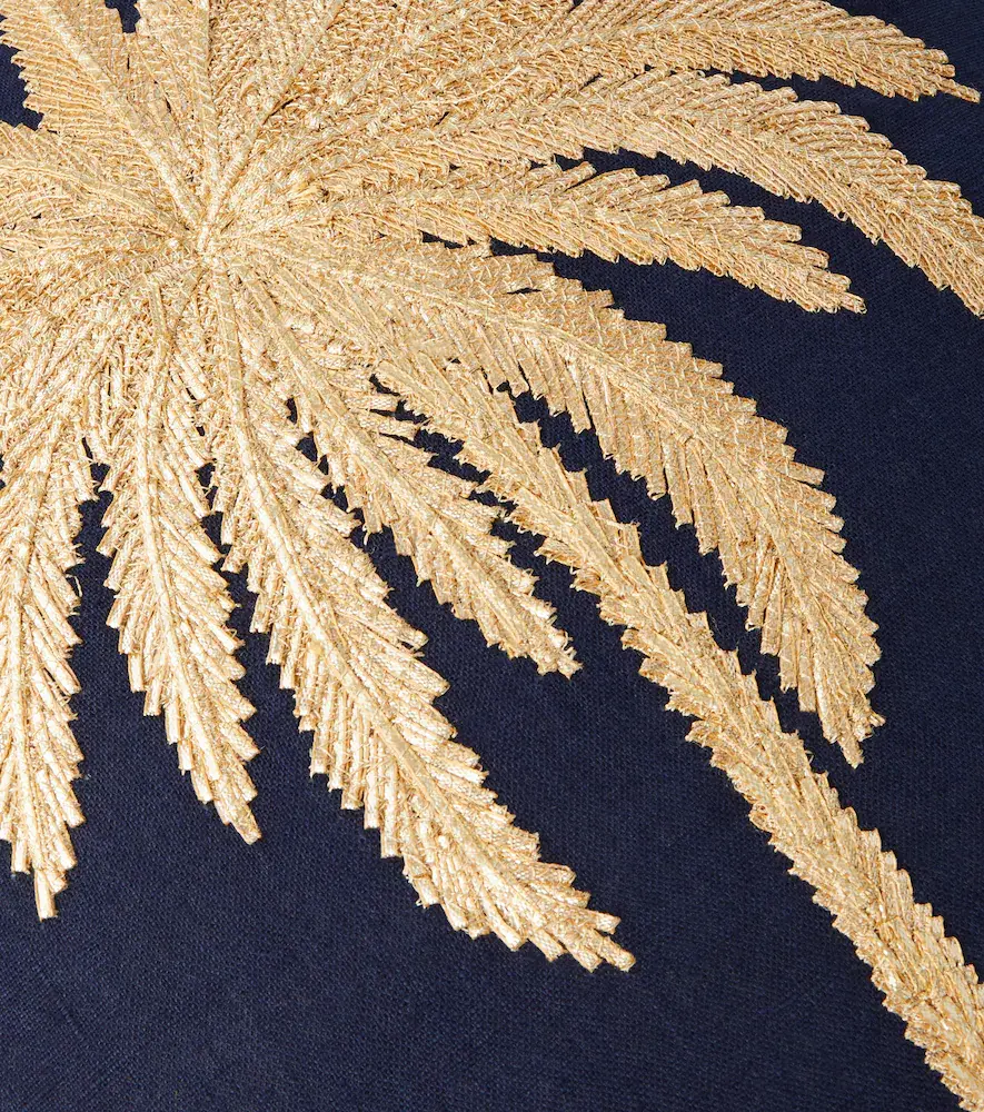 LES OTTOMANS Tropical embroidered linen cushion | Thumbnail 3