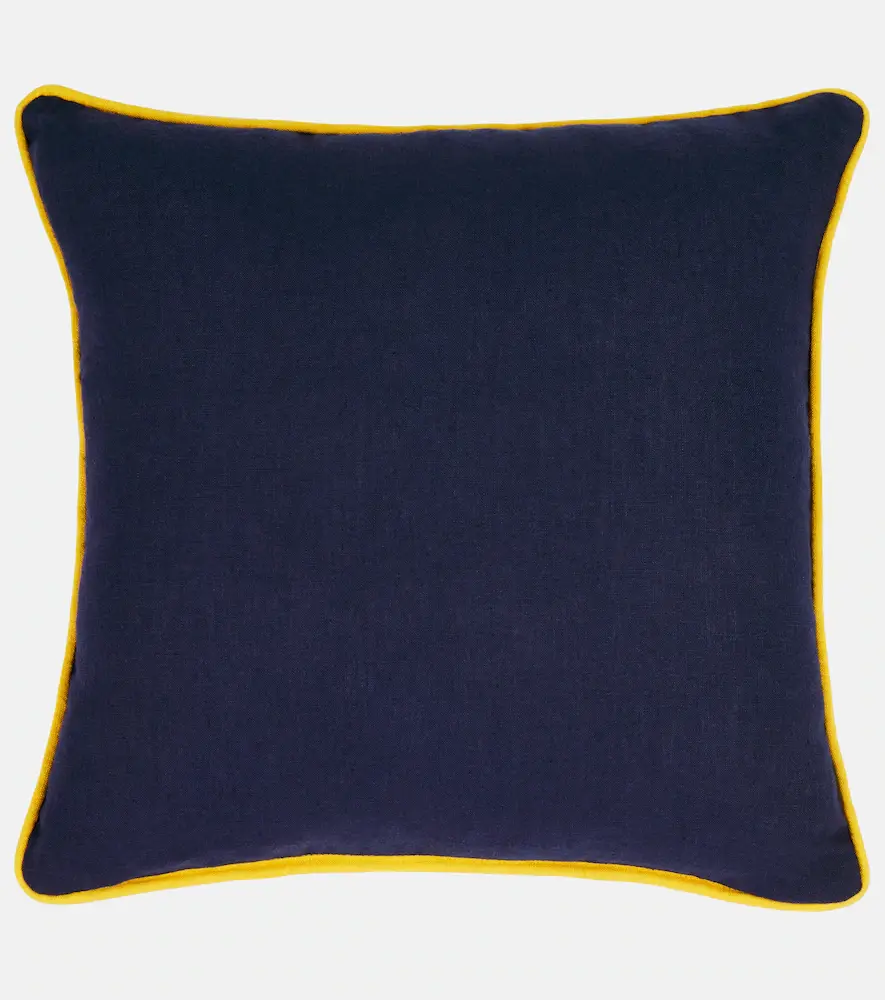 LES OTTOMANS Tropical embroidered linen cushion | Thumbnail 4