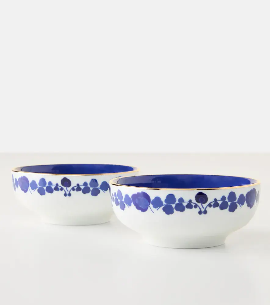 La DoubleJ Wildbird Blue set of 2 porcelain snack bowls | Thumbnail 3