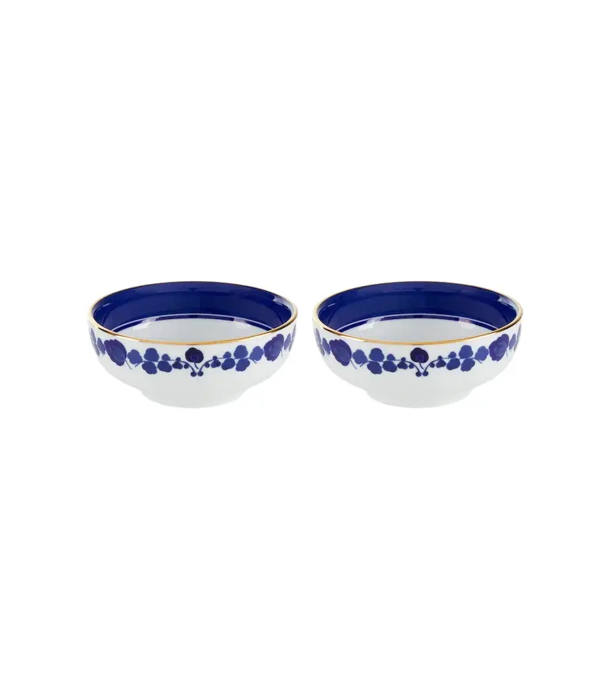 Wildbird Blue set of 2 porcelain snack bowls