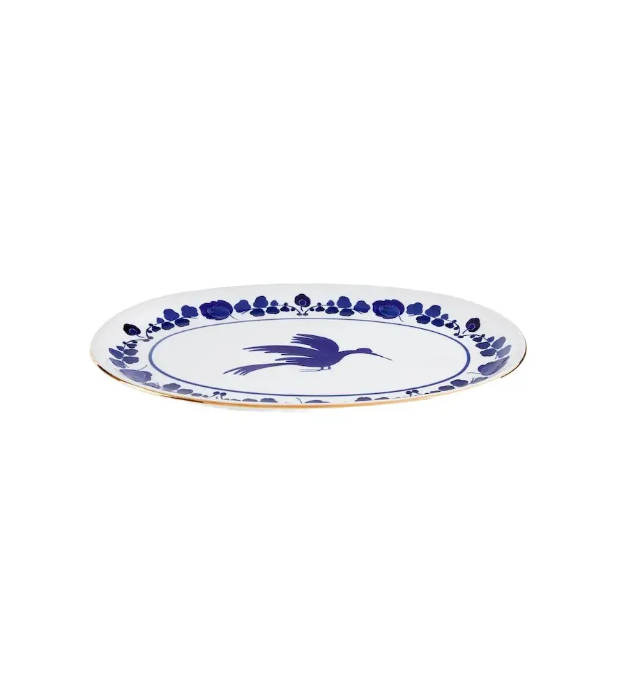 La DoubleJ Wildbird Blue porcelain platter