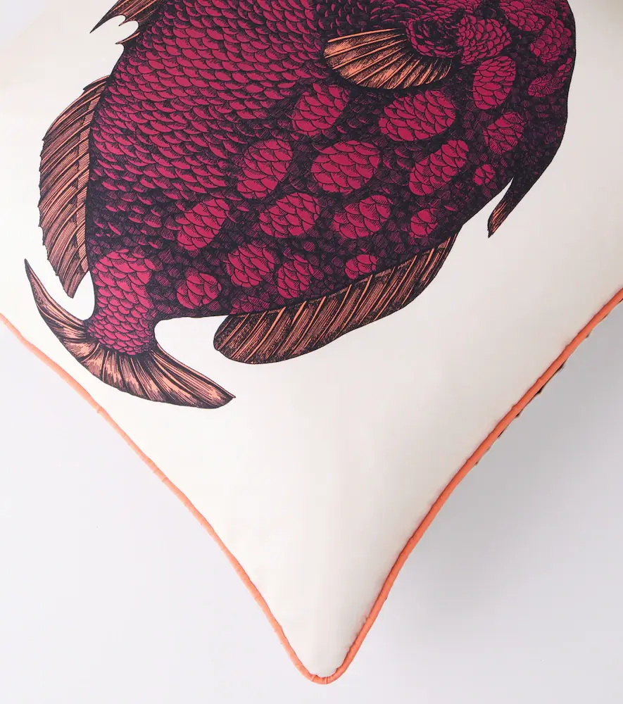 FORNASETTI Pesce Balestra printed silk cushion | Thumbnail 3