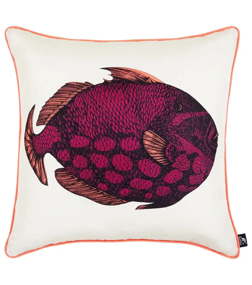 FORNASETTI Pesce Balestra printed silk cushion