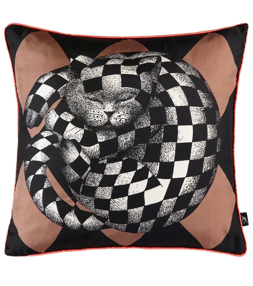 FORNASETTI High Fidelity silk cushion